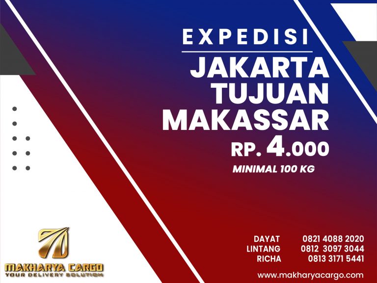 Ekspedisi Jakarta ke Makassar Gratis Jemput Barang 2021