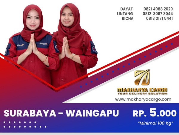 Ekspedisi Surabaya Waingapu Rp5000 gratis jemput barang