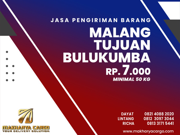 Jasa Pengiriman Barang Malang Bulukumba