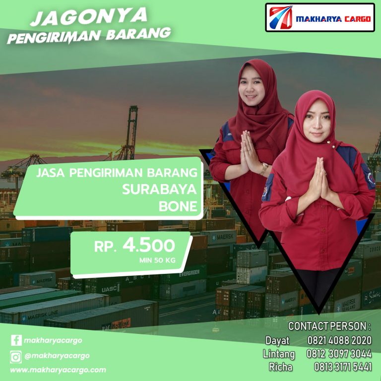 Jasa Pengiriman Barang Surabaya Bone Rp4500 gratis jemput barang