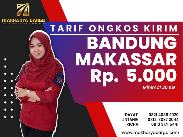 Tarif Ongkos Kirim Bandung Makassar Rp5000 gratis jemput barang 1 Tarif Ongkos Kirim Bandung Makassar