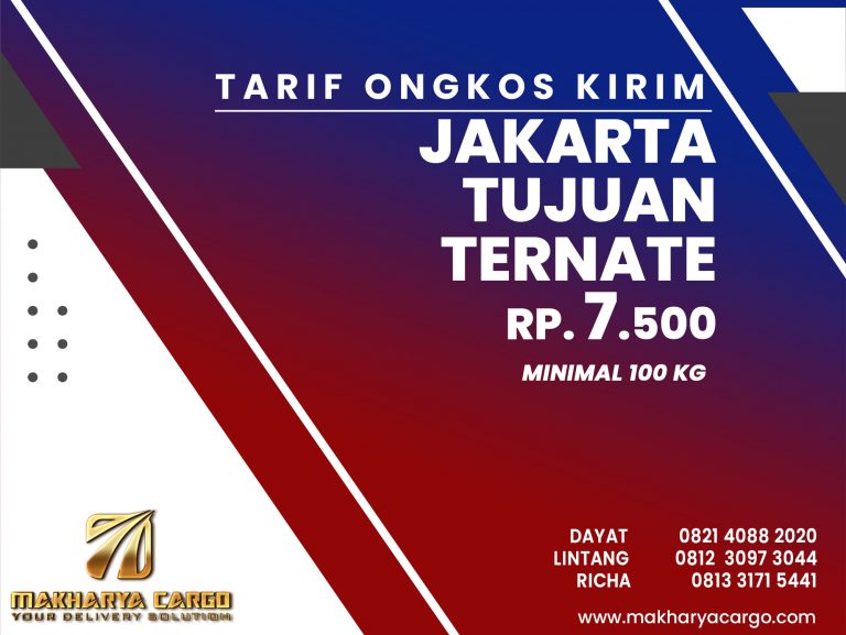 Tarif Ongkos Kirim Jakarta Ternate Gratis Jemput Barang 2021