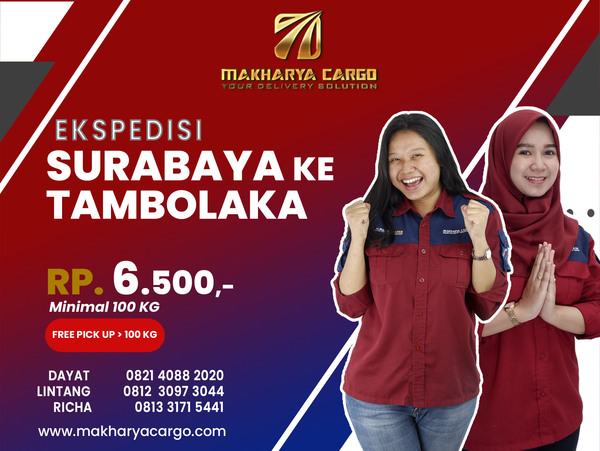 Ekspedisi Surabaya Tambolaka Rp6500 gratis jemput barang