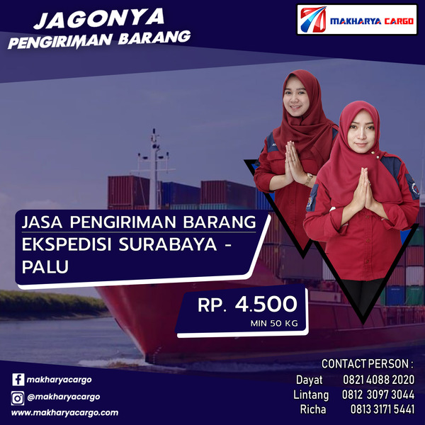 Ekspedisi Surabaya Palu Rp 4.500 Gratis Jemput Barang