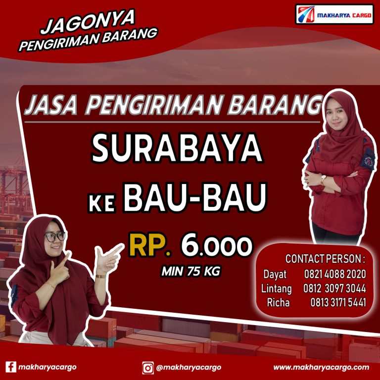 Jasa Pengiriman Barang Surabaya Bau-Bau Gratis Jemput Barang 2021