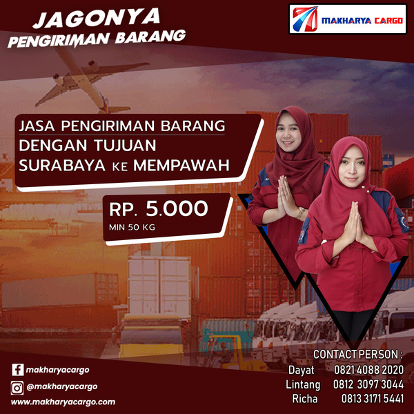 Jasa Pengiriman Barang Surabaya Mempawah Rp5000 gratis jemput barang