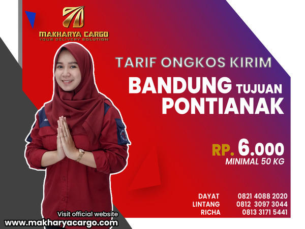 Tarif Ongkos Kirim Bandung Pontianak Rp6000 gratis jemput barang
