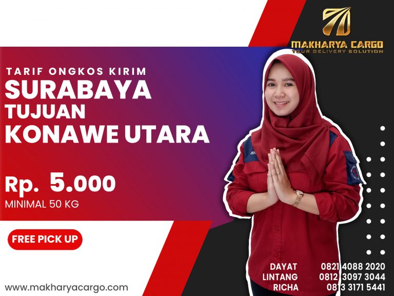 Tarif Ongkos Kirim Surabaya Konawe Utara Gratis Jemput Barang 2021