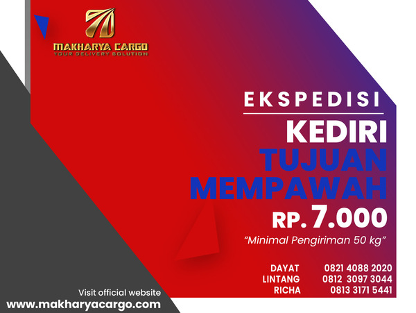 Ekspedisi Kediri Mempawah Rp7000 gratis jemput barang