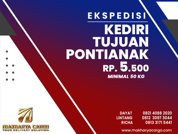 Ekspedisi Kediri Pontianak Rp5500 gratis jemput barang