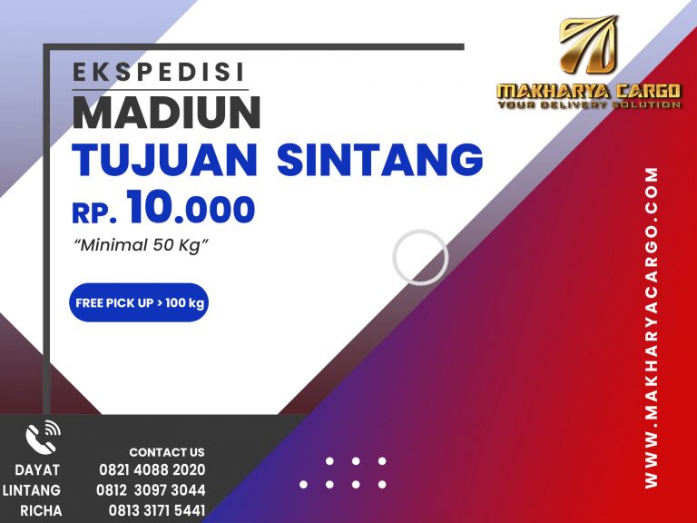 Ekspedisi Madiun Sintang Rp10,000 gratis jemput barang