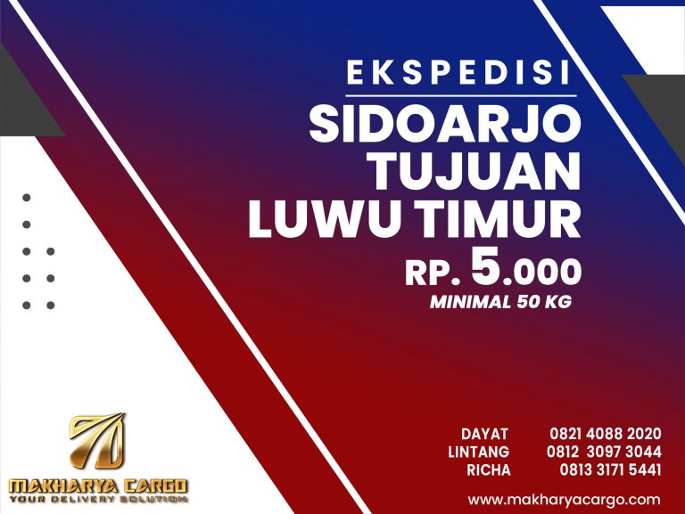 Ekspedisi Sidoarjo Luwu Timur Rp5000 gratis jemput barang