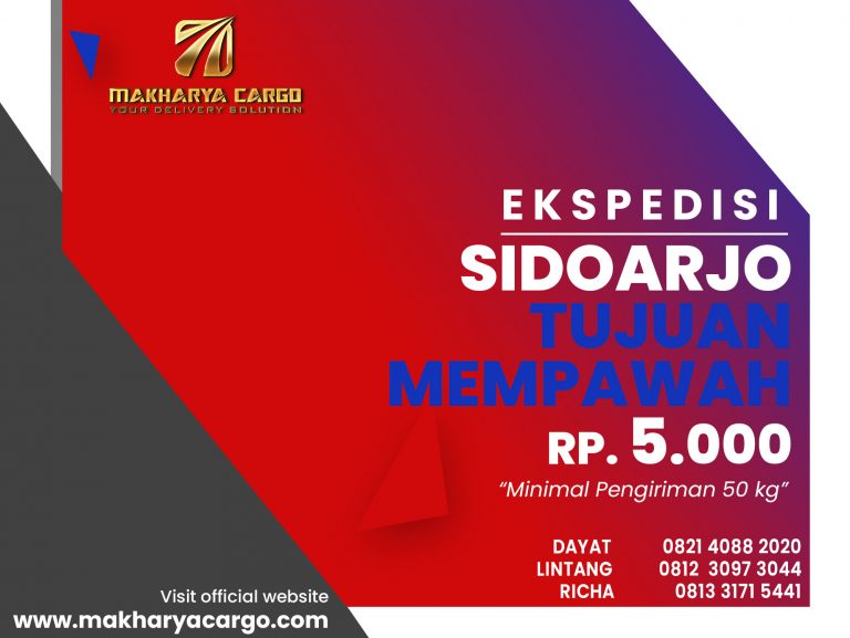 Ekspedisi Sidoarjo Mempawah Rp5000 gratis jemput barang