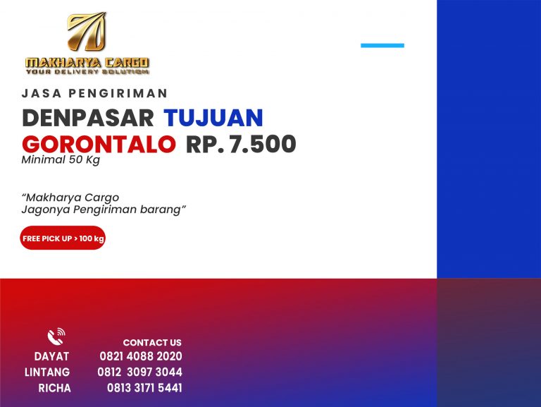 jasa Pengiriman Barang Denpasar Gorontalo Rp7500 gratis jemput barang