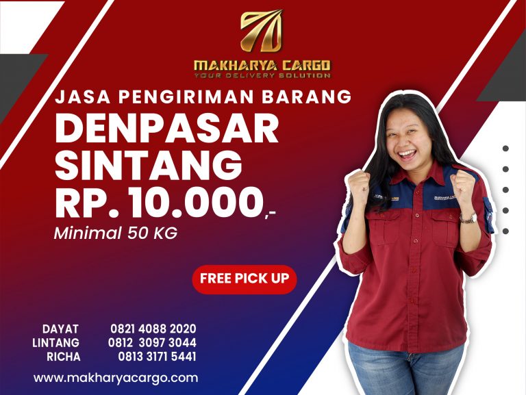 Jasa Pengiriman Barang Denpasar Sintang Rp10,000 gratis jemput barang