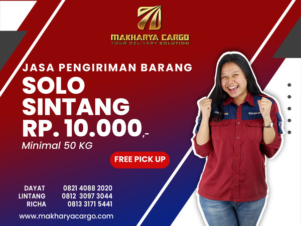 Jasa Pengiriman Barang Solo Sintang Rp10,00 gratis jemput barang