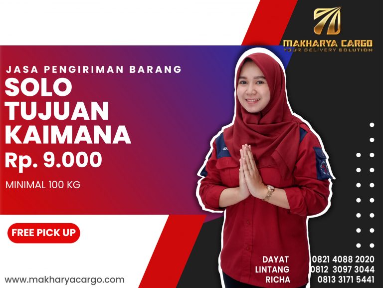 Jasa Pengiriman Barang Solo Kaimana Ongkir Rp 9,000