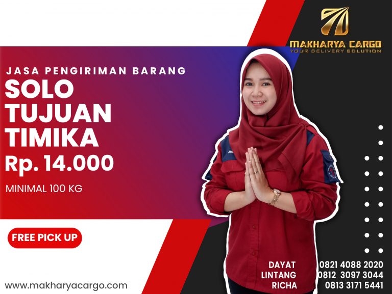 Jasa Pengiriman Barang Solo Timika Ongkir Rp 14,000