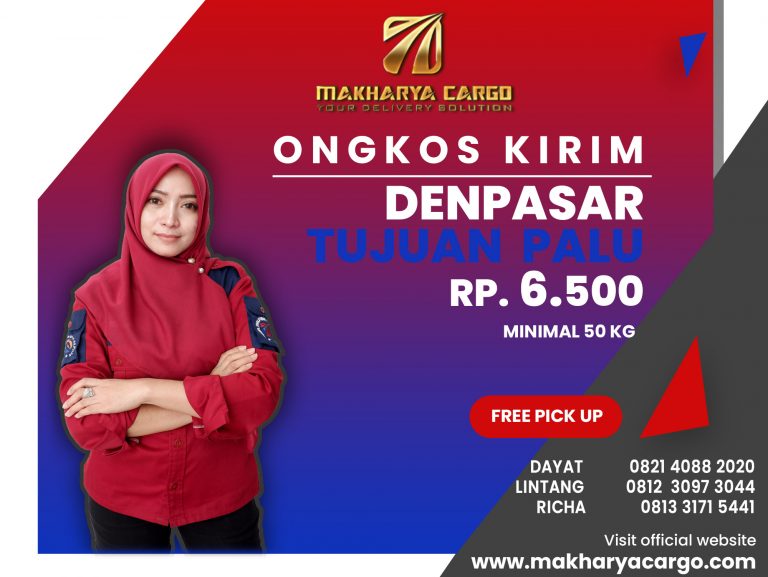 Ongkos Kirim Denpasar Palu Rp6500 gratis jemput barang