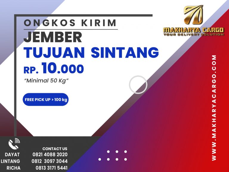 Ongkos Kirim Jember Sintang Gratis Jemput Barang 2021