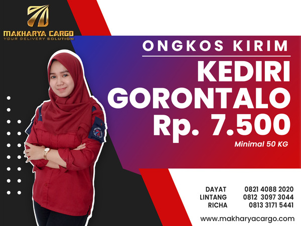 Ongkos Kirim Kediri Gorontalo Rp7500 gratis jemput barang