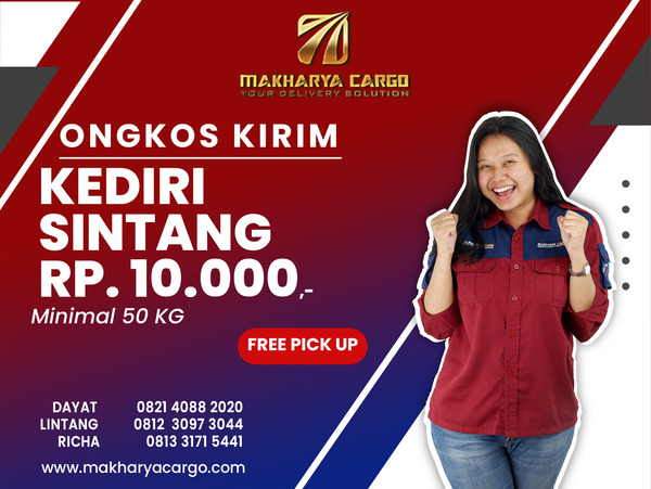 Ongkos Kirim Kediri Sintang Rp10,00 gratis jemput barang