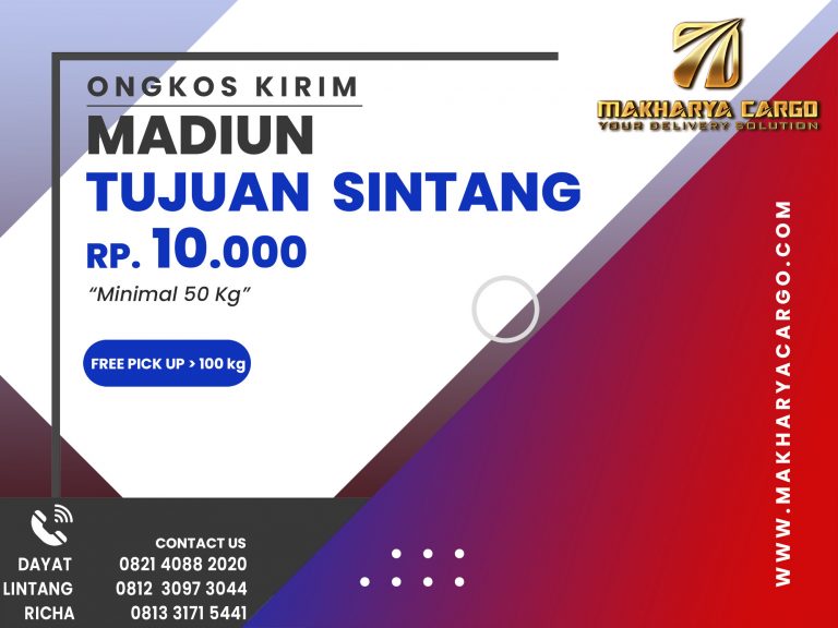 Ongkos Kirim Madiun Sintang Rp10,000 gratis jemput barang