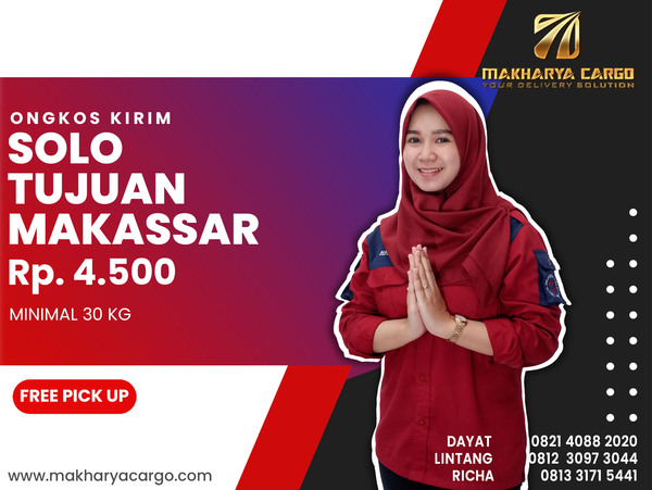 Ongkos Kirim Solo Makassar Rp4500 gratis jemput barang
