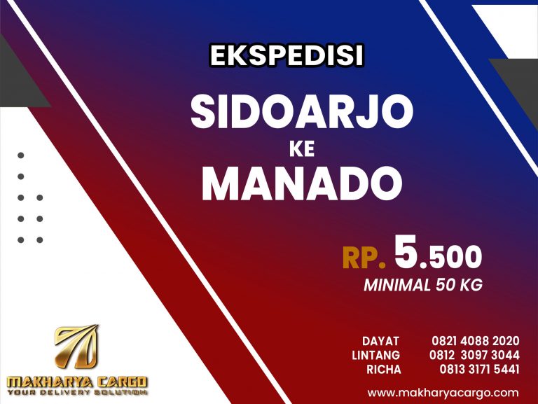 Ekspedisi Sidoarjo Manado Gratis Jemput Barang 2021