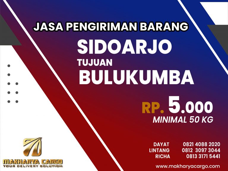Jasa Pengiriman Barang Sidoarjo Bulukumba Rp5000 gratis jemput barang