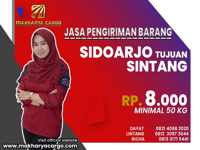 Jasa Pengiriman Barang Sidoarjo Sintang Rp8000 gratis jemput barang