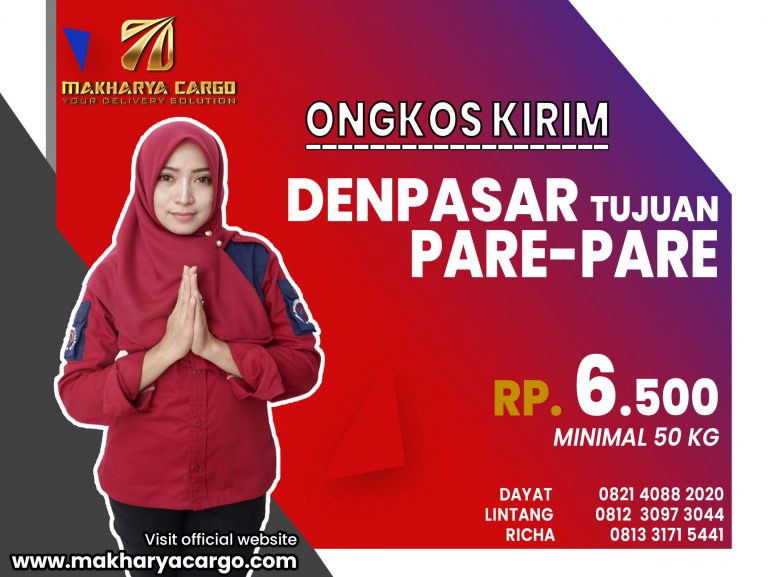 Ongkos Kirim Denpasar Pare-Pare Rp6500 gratis jemput barang