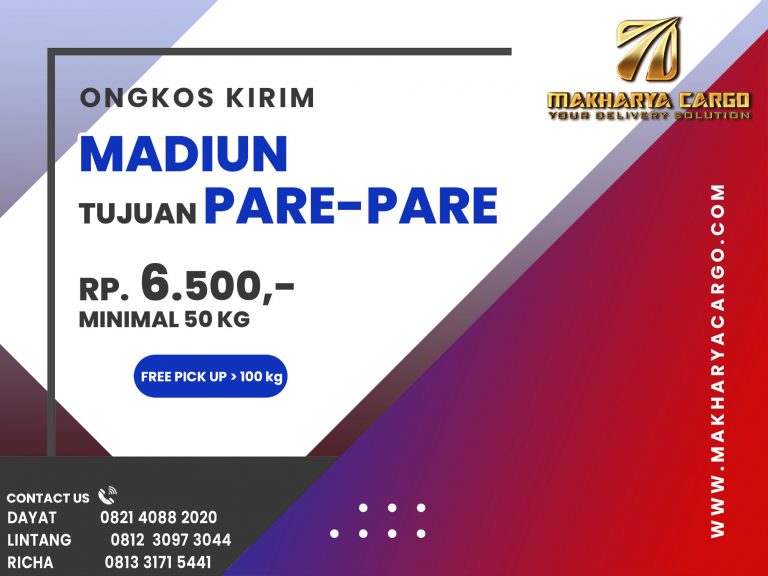 Ongkos Kirim Madiun Pare-Pare Rp6500 gratis jemput barang