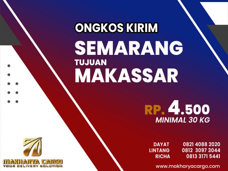 Ongkos Kirim Semarang Makassar Rp4500 gratis jemput barang